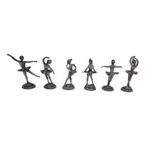 Set of 6 DEPOSE ITALY Pewter Ballerina Figures Ballet Dancer Poses Art Deco
